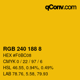 Color code: RGB 240 188 8 | qconv.com
