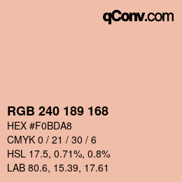 Color code: RGB 240 189 168 | qconv.com