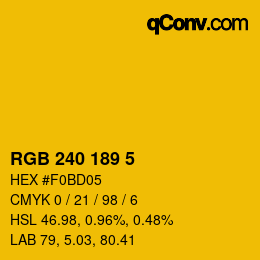 Color code: RGB 240 189 5 | qconv.com