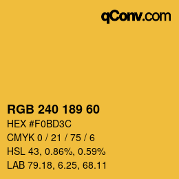 Color code: RGB 240 189 60 | qconv.com