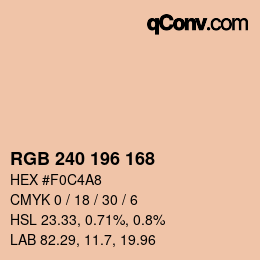 颜色代码: RGB 240 196 168 | qconv.com
