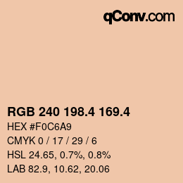 カラーコード: RGB 240 198.4 169.4 | qconv.com