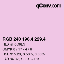 カラーコード: RGB 240 198.4 229.4 | qconv.com