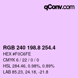 カラーコード: RGB 240 198.8 254.4 | qconv.com