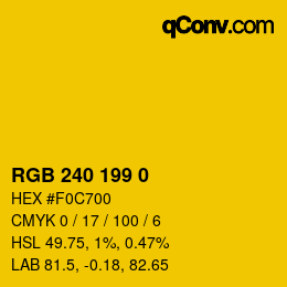 Color code: RGB 240 199 0 | qconv.com