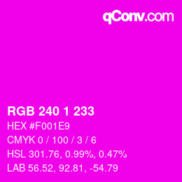 Color code: RGB 240 1 233 | qconv.com