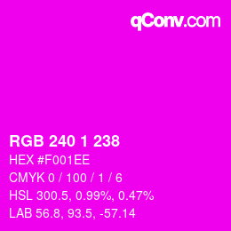 Color code: RGB 240 1 238 | qconv.com