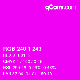 Color code: RGB 240 1 243 | qconv.com