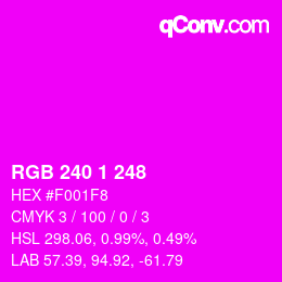 カラーコード: RGB 240 1 248 | qconv.com