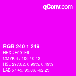 カラーコード: RGB 240 1 249 | qconv.com