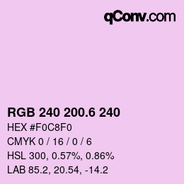 カラーコード: RGB 240 200.6 240 | qconv.com