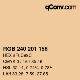 Color code: RGB 240 201 156 | qconv.com