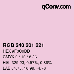 Color code: RGB 240 201 221 | qconv.com