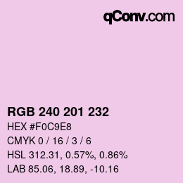 Color code: RGB 240 201 232 | qconv.com