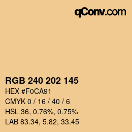 Code couleur: RGB 240 202 145 | qconv.com