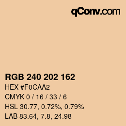 Color code: RGB 240 202 162 | qconv.com