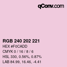 Color code: RGB 240 202 221 | qconv.com