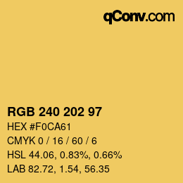 Color code: RGB 240 202 97 | qconv.com