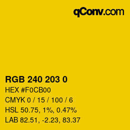 Color code: RGB 240 203 0 | qconv.com