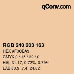 Color code: RGB 240 203 163 | qconv.com