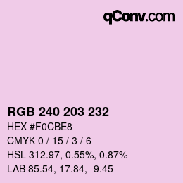Color code: RGB 240 203 232 | qconv.com