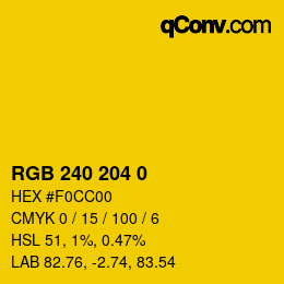 Color code: RGB 240 204 0 | qconv.com