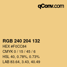 Color code: RGB 240 204 132 | qconv.com