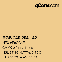 Color code: RGB 240 204 142 | qconv.com