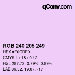 Color code: RGB 240 205 249 | qconv.com