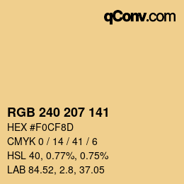 Color code: RGB 240 207 141 | qconv.com