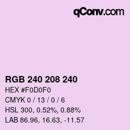 Color code: RGB 240 208 240 | qconv.com