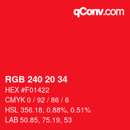Color code: RGB 240 20 34 | qconv.com