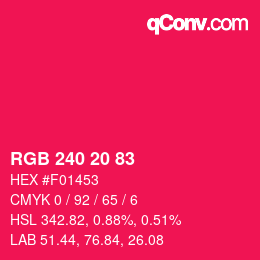 Color code: RGB 240 20 83 | qconv.com