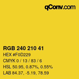 颜色代码: RGB 240 210 41 | qconv.com