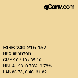 カラーコード: RGB 240 215 157 | qconv.com