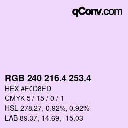 カラーコード: RGB 240 216.4 253.4 | qconv.com