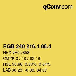 カラーコード: RGB 240 216.4 88.4 | qconv.com