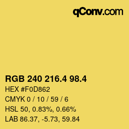 カラーコード: RGB 240 216.4 98.4 | qconv.com