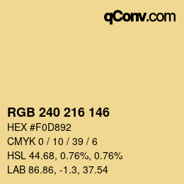 カラーコード: RGB 240 216 146 | qconv.com