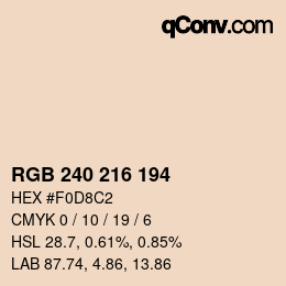 Color code: RGB 240 216 194 | qconv.com