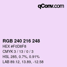 Color code: RGB 240 216 248 | qconv.com