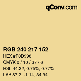 颜色代码: RGB 240 217 152 | qconv.com