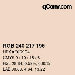 Color code: RGB 240 217 196 | qconv.com