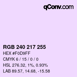 Color code: RGB 240 217 255 | qconv.com