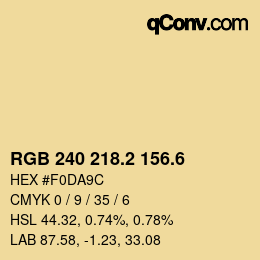 カラーコード: RGB 240 218.2 156.6 | qconv.com