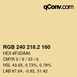 カラーコード: RGB 240 218.2 160 | qconv.com