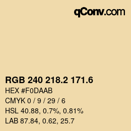 カラーコード: RGB 240 218.2 171.6 | qconv.com