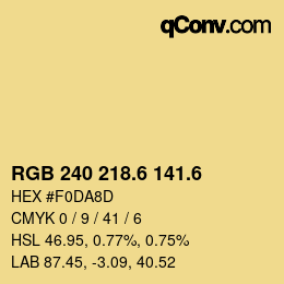 カラーコード: RGB 240 218.6 141.6 | qconv.com