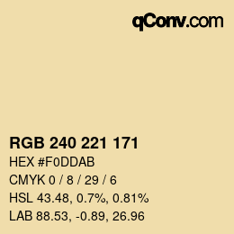 カラーコード: RGB 240 221 171 | qconv.com