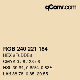 Color code: RGB 240 221 184 | qconv.com